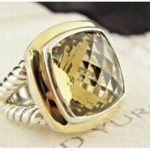 Authentic David Yurman 17x17 Albion champagne/citrine Sterling & 18k gold, 8 1/2